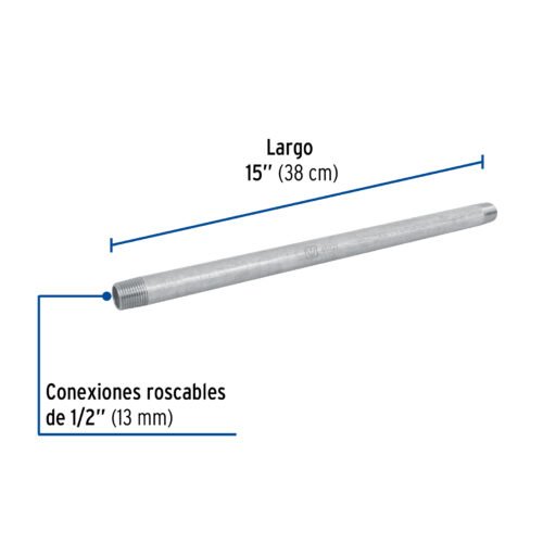 48821 48821 - Niple de acero galvanizado 1/2 x 15", Foset