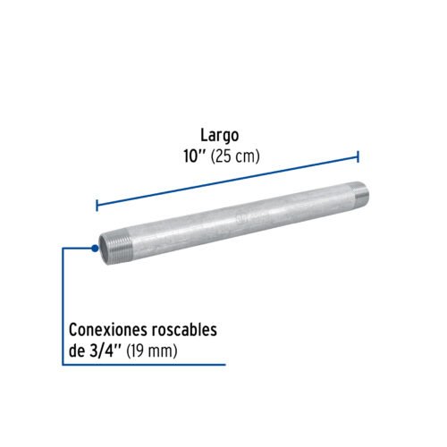 48824 48824 - Niple de acero galvanizado 3/4 x 10", Foset