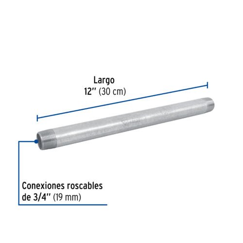 48825 48825 - Niple de acero galvanizado 3/4 x 12", Foset