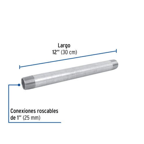 48827 48827 - Niple de acero galvanizado 1 x 12", Foset
