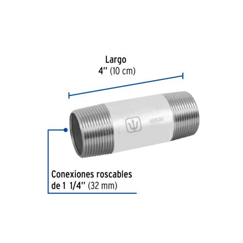 48830 - Niple de acero galvanizado 1-1/4 x 4", Foset