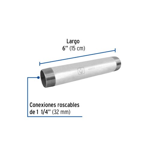 48831 48831 - Niple de acero galvanizado 1-1/4 x 6", Foset