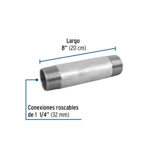 48832 48832 - Niple de acero galvanizado 1-1/4 x 8", Foset