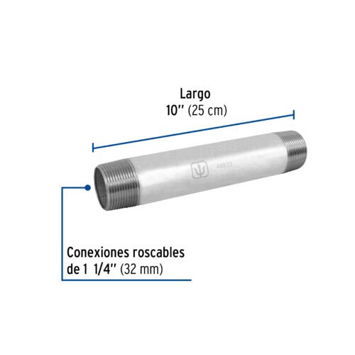 48833 48833 - Niple de acero galvanizado 1-1/4 x 10", Foset