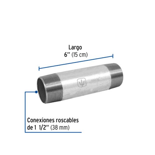 48838 48838 - Niple de acero galvanizado 1-1/2 x 6", Foset