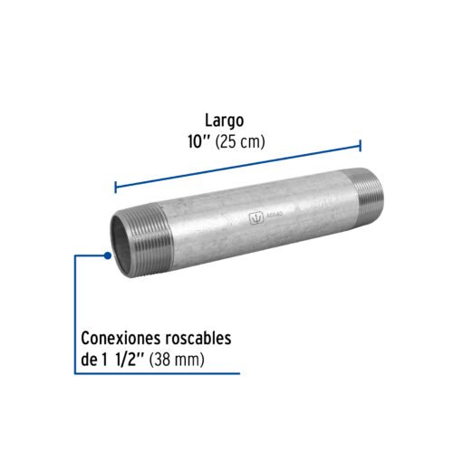 48840 - Niple de acero galvanizado 1-1/2 x 10", Foset