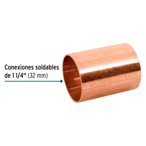 48851 - Cople de cobre 1-1/4", sin ranura, FOSET