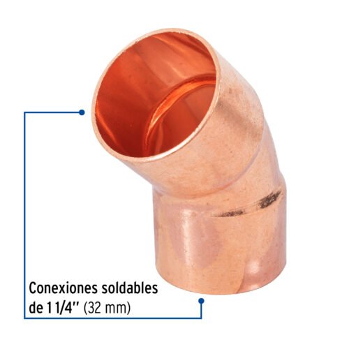 48860 - Codo 45° de cobre 1-1/4", FOSET