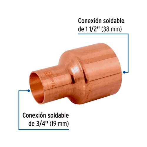 48874 - Reducción bushing de cobre 1-1/2 x 3/4", FOSET