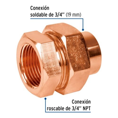 48883 48883 - Tuerca unión latón cobrizado 3/4" rosca interior, Foset
