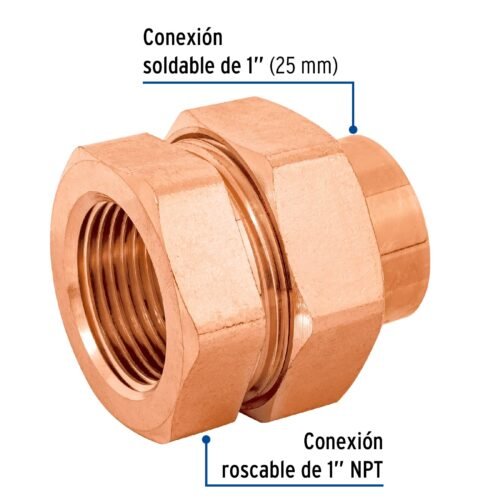 48884 48884 - Tuerca unión latón cobrizado 1" rosca interior, Foset