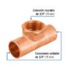 48886 48886 - Tee de cobre rosca interior central 3/4", FOSET