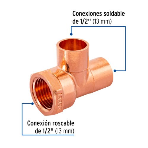 48887 48887 - Tee de cobre rosca interior lateral 1/2", FOSET