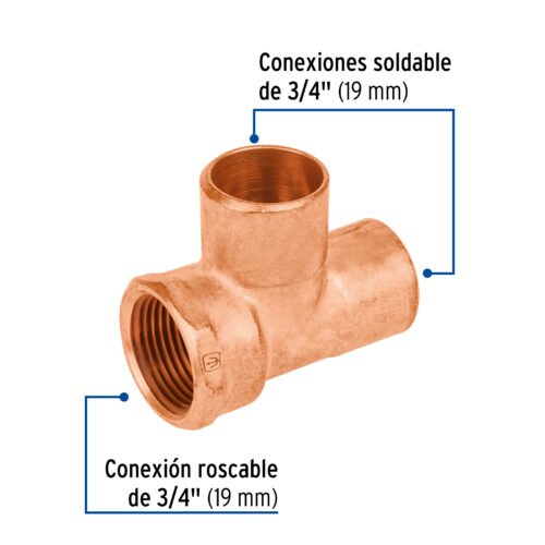 48888 48888 - Tee de cobre rosca interior lateral 3/4", FOSET