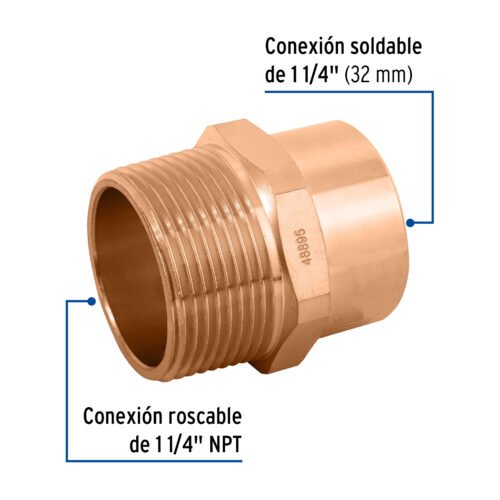 48895 48895 - Conector de cobre, rosca exterior 1-1/4", Foset