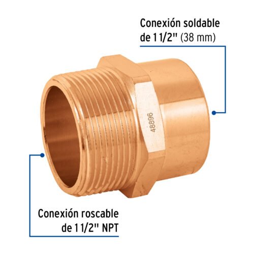 48896 48896 - Conector de cobre, rosca exterior 1-1/2", Foset