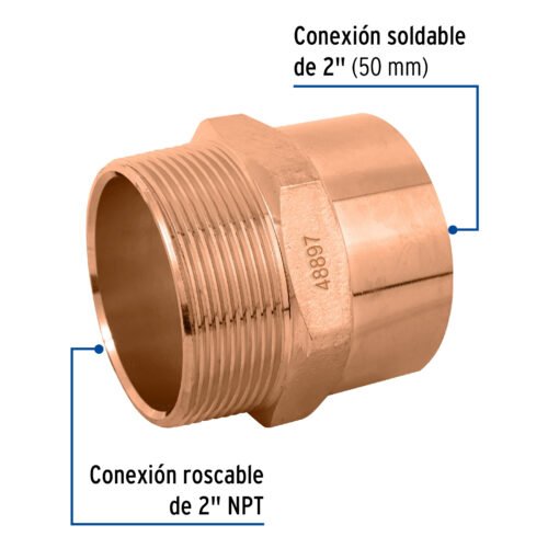 48897 48897 - Conector de cobre, rosca exterior 2", Foset