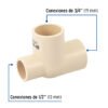 48908 - Tee reducida lateral de CPVC 3/4" x 1/2" x 3/4", Foset