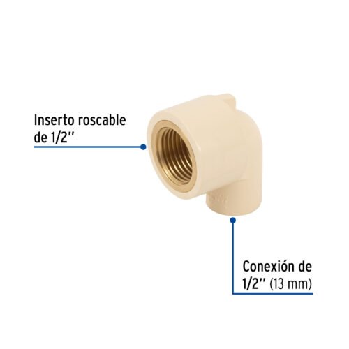 48909 48909 - Codo 90° de CPVC con inserto latón 1/2", FOSET