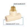 48911 - Tee de CPVC 1/2" rosca central macho inserto latón, FOSET