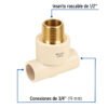 489122 48912 - Tee reducida macho de CPVC 3/4" x 3/4" x 1/2" inserto latón