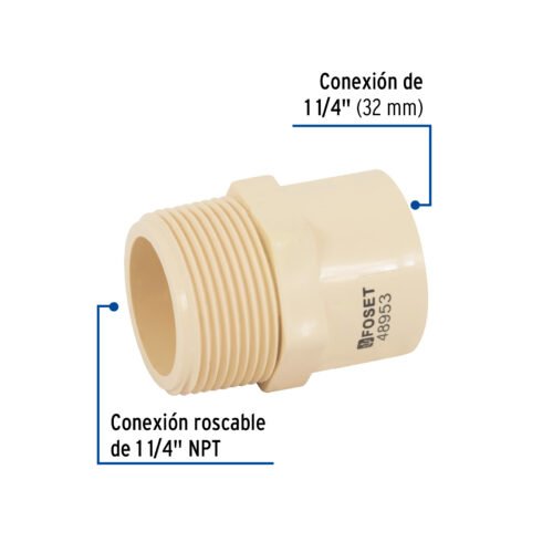 48953 - Conector macho CPVC 1-1/4", Foset
