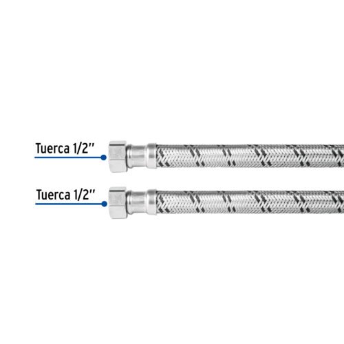 48964 - Manguera para boiler, acero inox, 1/2"x1/2", 40 cm, Foset
