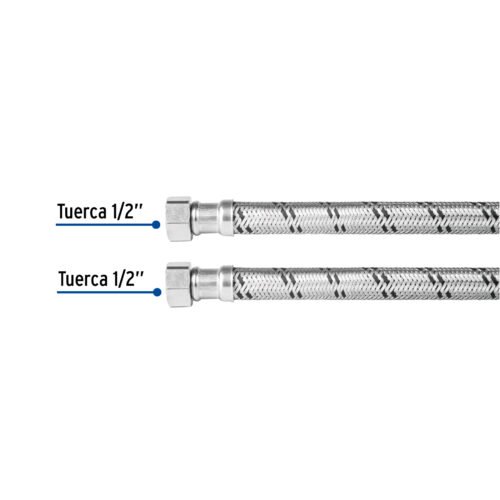 48965 - Manguera para boiler, acero inox, 1/2"x1/2", 60 cm, Foset