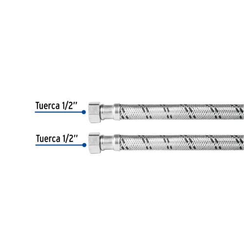 48966 - Manguera para boiler, acero inox, 1/2"x1/2", 80 cm, Foset