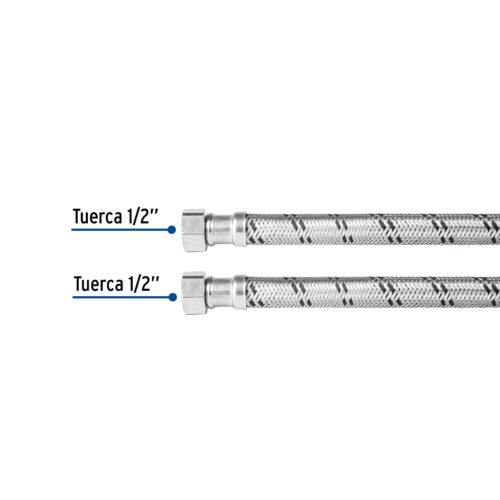 48967 - Manguera para boiler, acero inox, 1/2"x1/2", 120 cm, Foset
