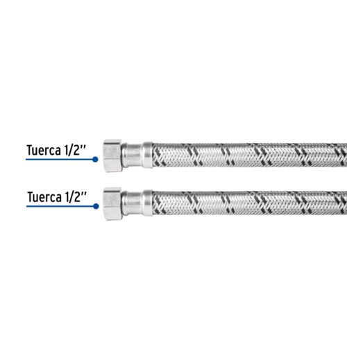 48968 - Manguera para boiler, acero inox, 1/2"x1/2", 150 cm, Foset