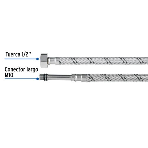 48969 - Manguera para monomando, acero inox, 1/2"x M10, 55 cm