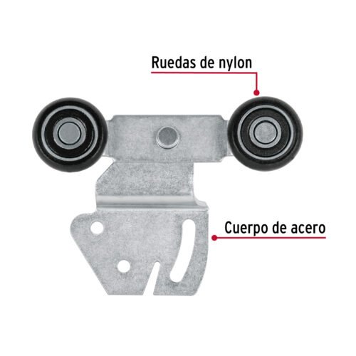 48971 - Sistema corredizo doble para riel superior de clóset, HERMEX