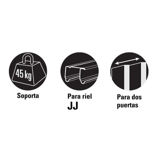 48971 - Sistema corredizo doble para riel superior de clóset, HERMEX