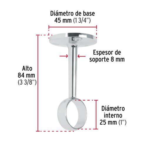 48976 - Soporte central para tubo redondo de clóset, HERMEX