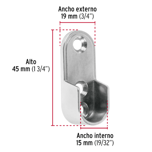 48978 - Brida niquelada para tubo ovalado de clóset, HERMEX