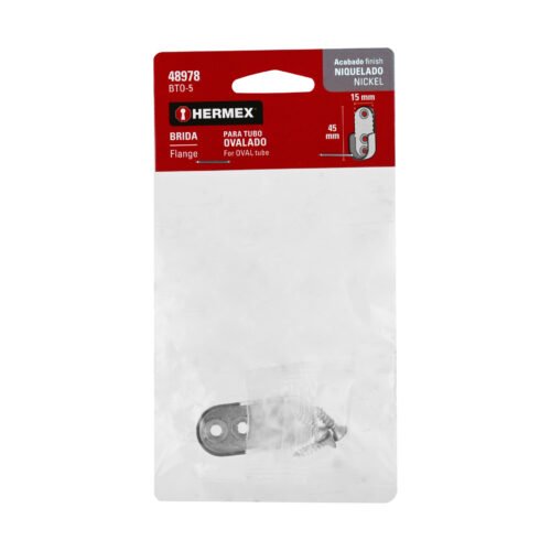 48978 - Brida niquelada para tubo ovalado de clóset, HERMEX