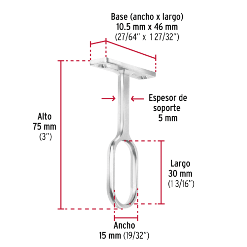 48979 - Soporte central para tubo ovalado de clóset, HERMEX