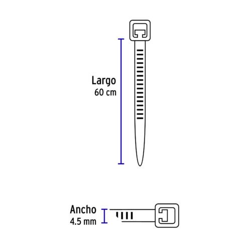 48980 - Bolsa con 25 cinchos plásticos 50 lb, 600x4.5 mm, naturales