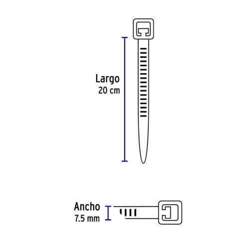 48981 - Bolsa c/10 cinchos plásticos 120 lb, 200 x 7.5 mm, naturales