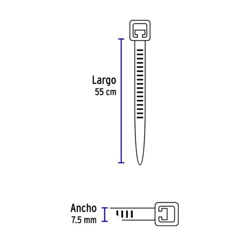 48983 - Bolsa c/10 cinchos plásticos 120 lb, 550 x 7.5 mm, naturales