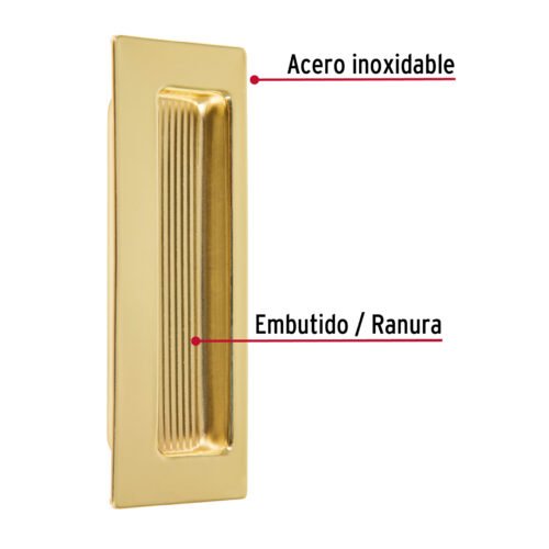 48991 - Jaladera de embutir cuadrada acabado latón brillante, HERMEX