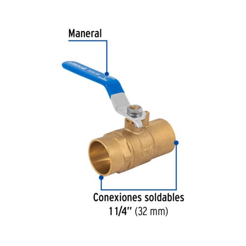 49009 - Válvula de esfera de latón, soldable 1-1/4", Foset