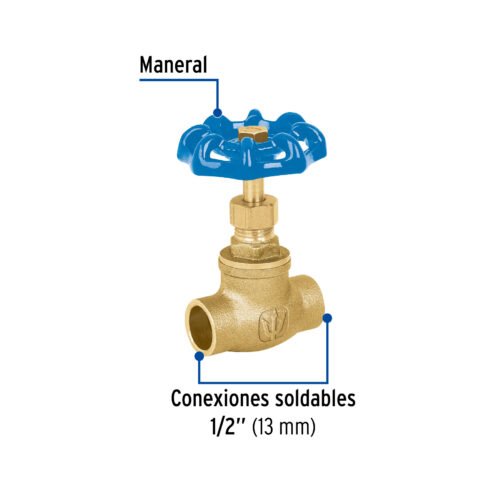 49040 - Válvula de globo de latón, soldable de 1/2", Foset