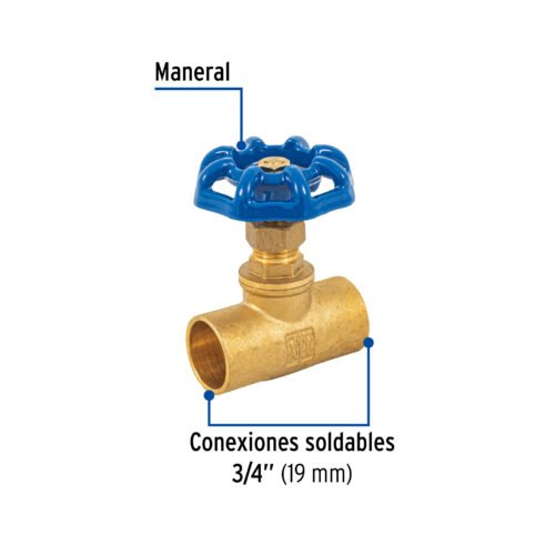 49041 - Válvula de globo de latón, soldable de 3/4", Foset