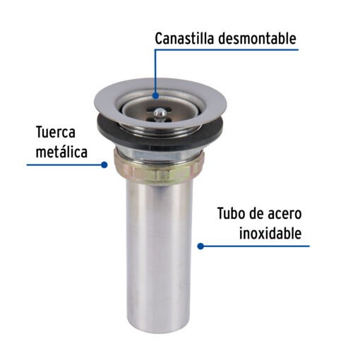 49043 - Contracanasta 2-1/2" inox, tipo bar, Foset