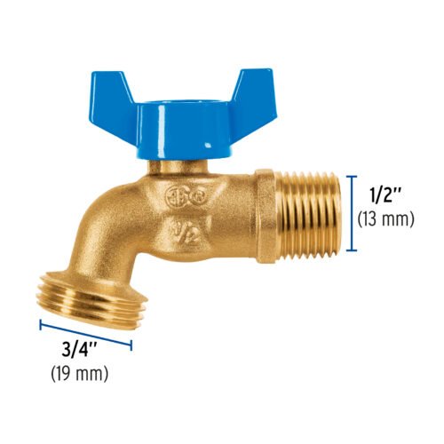 49053 - Llave de esfera de latón 1/2" con rosca para manguera, Foset