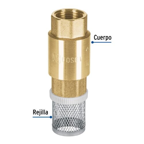 49061 - Pichancha tipo check de latón inoxidable 1/2", Foset