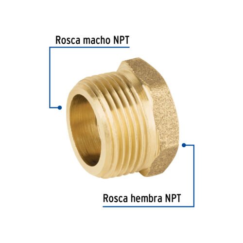 49062 - Reducción bushing de latón, 3/4" x 1/2", Foset