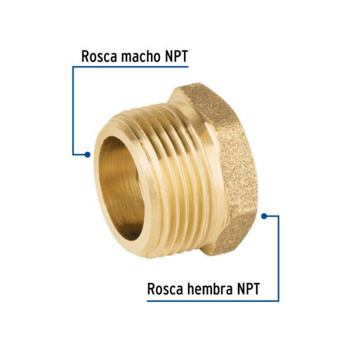 49063 - Reducción bushing de latón, 1" x 1/2", Foset